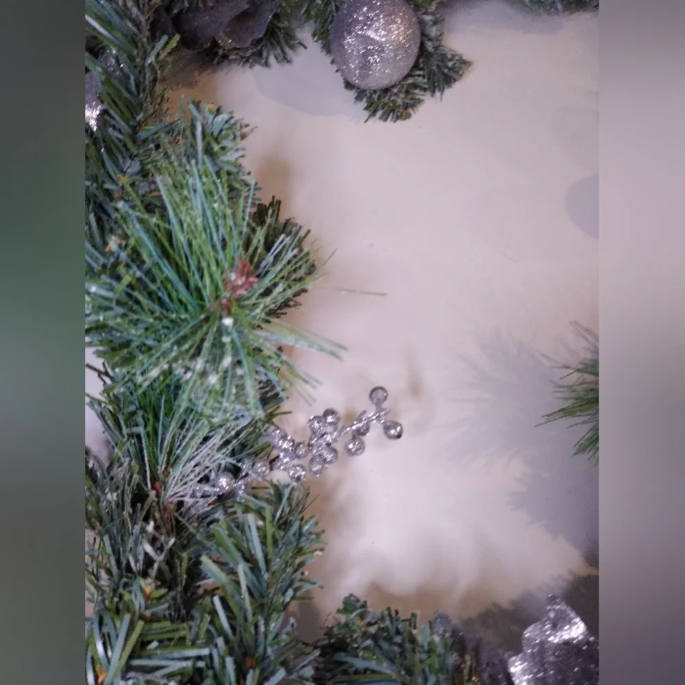 Frosted Garland Swag with Silver Glitter Details 6'+